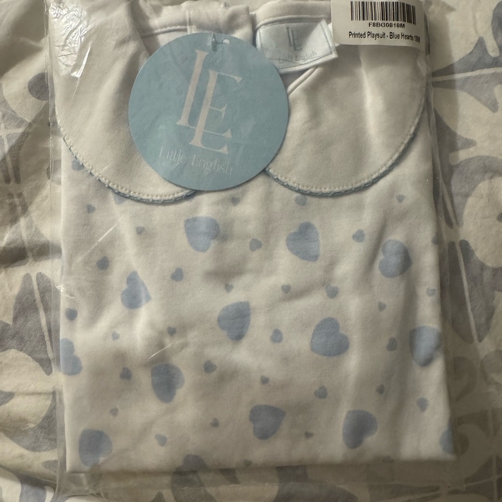 Little English Blue Heart Playsuit